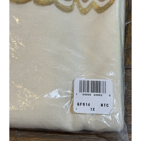 Champion Women’s Powerblend Fleece Crew Script Logo Sweatshirt 1X Natural - Picture 8 of 8